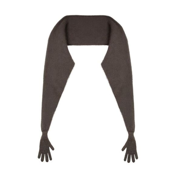 MOSCHINO COUTURE Novelty Scarf with Hand Accents Women BROWN Coats & Jackets